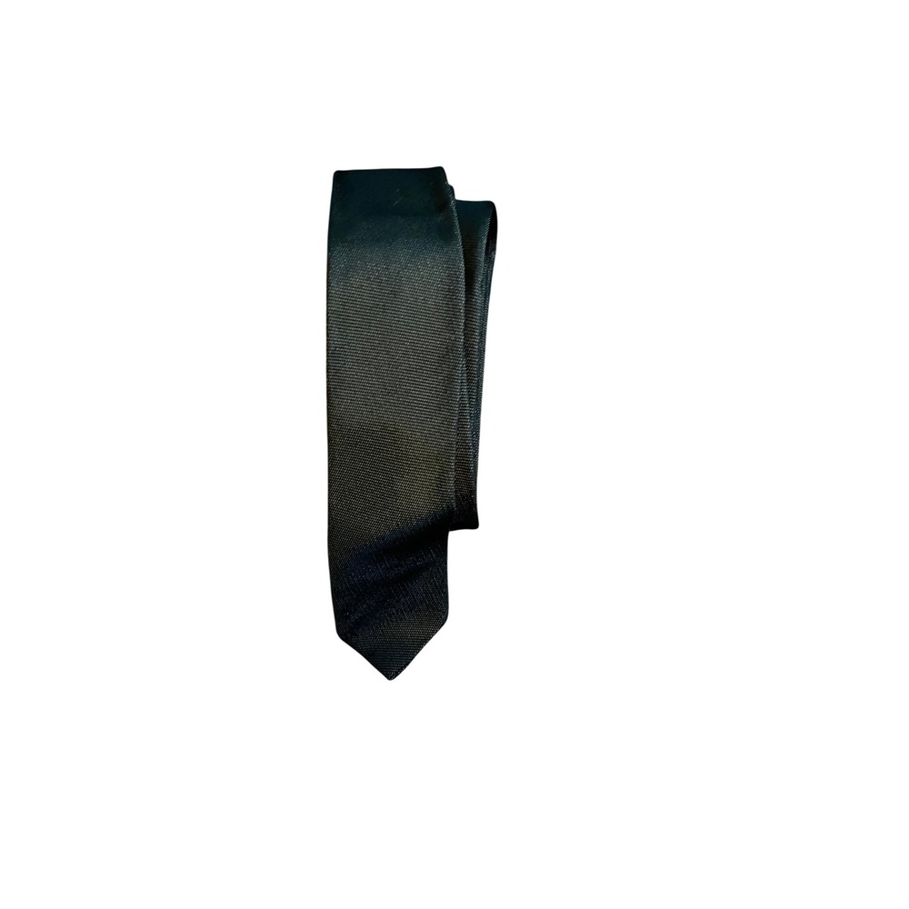 Vintage Beau Brummell Black Skinny Tie All Acetate Mid Century Modern‎ Retro